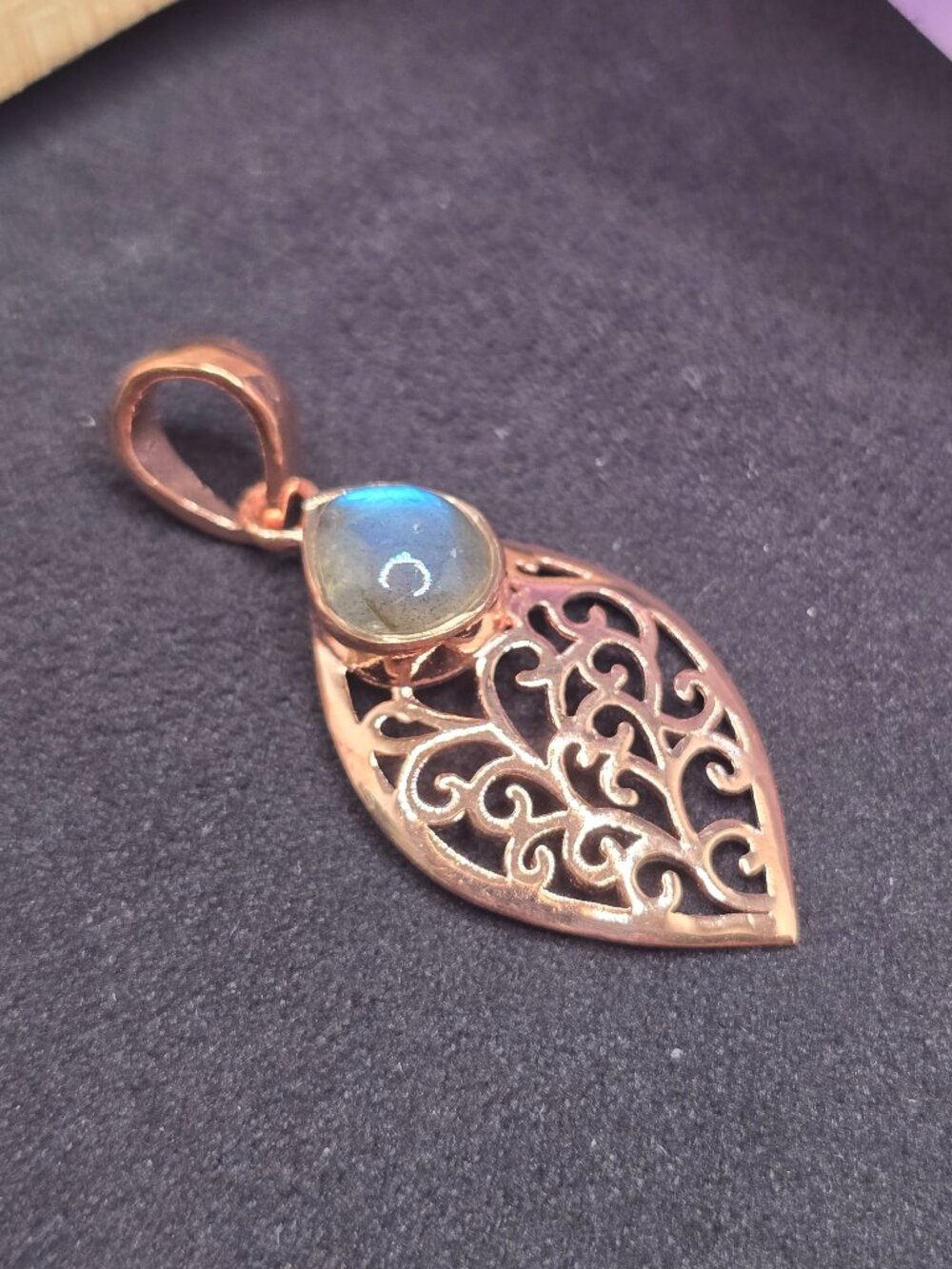 Labradorite Copper Filigree Pendant Natural Gemstone Jewelry
